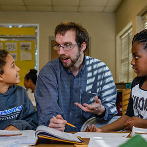 teacher with students