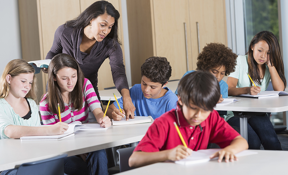 image of students and teacher