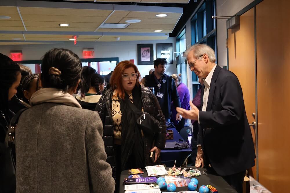 Families hear from a community organization