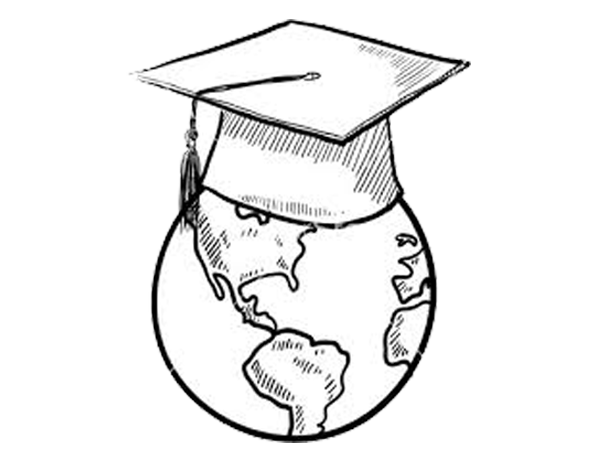 globe with grad hat